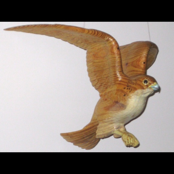 Flying falcon hanging sculpture fine art carving - Picture 6 of 9